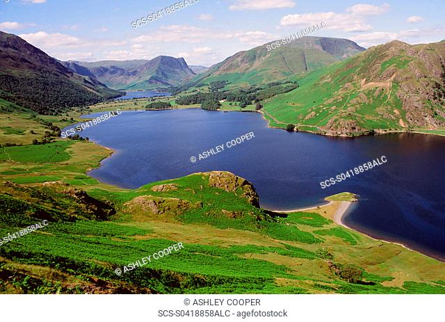 Buttermere and Crummock Water in the Lake district UK