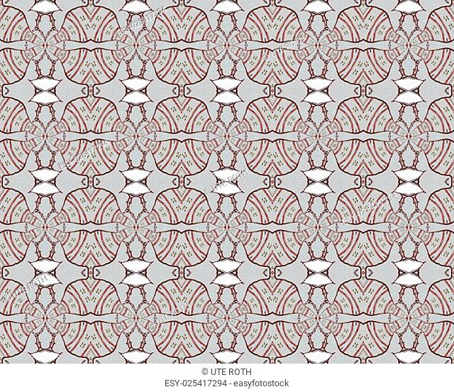 Abstract geometric background, seamless delicate ellipses pattern with white and red elements on gray