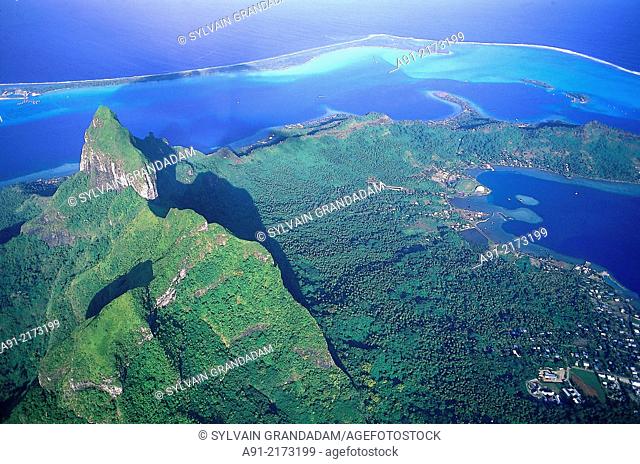 FRENCH POLYNESIA.GASTRONOMIC CRUISE ON M/S PAUL GAUGUIN.AERIAL OF BORA BORA ISLAND