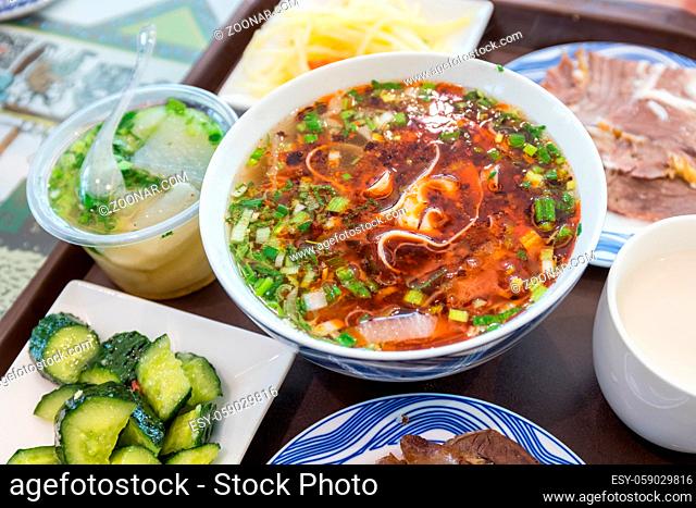 delicious lanzhou beef noodles, lanzhou stretched noodles, lanzhou hand-pulled noodles, gansu province, China