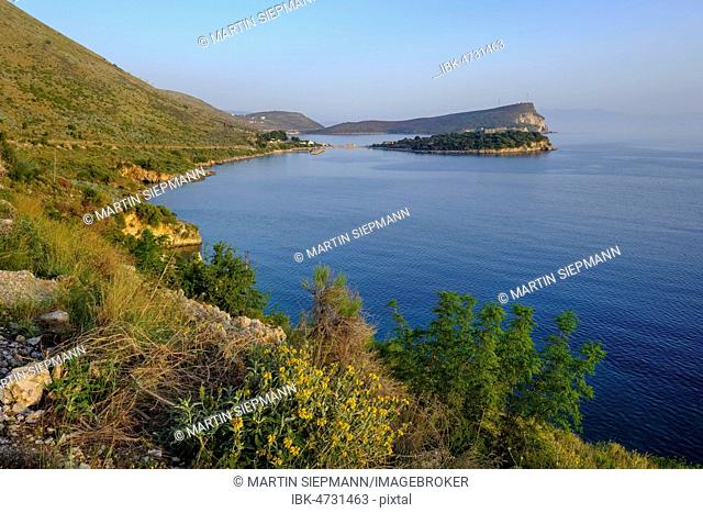Coast, behind fortress Porto Palermo and Kepi i Palermos, at Himara, Albanian Riviera, Qark Vlora, Albania