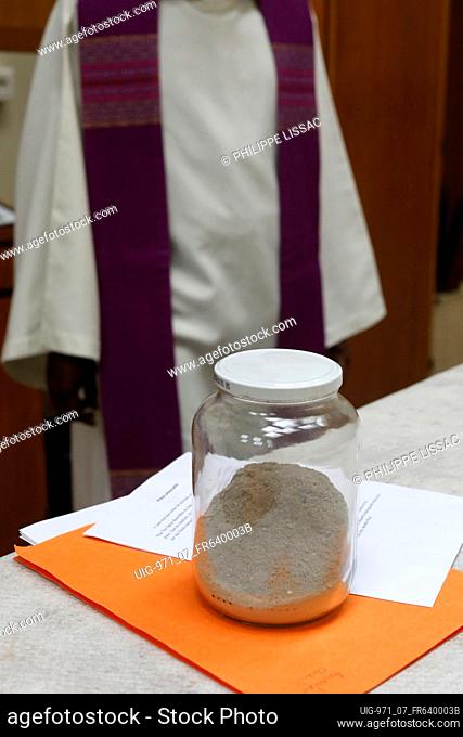 Ash wednesday celebration in St Jacques church, Montrouge, France