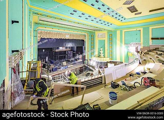 The Globe auditorium during refurbishment. Stockton Globe under construction, Stockton-on-Tees, United Kingdom. Architect: Space Group Architects, 2021