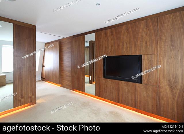 Bedroom joinery with perimeter lighting and inset TV | Architect: MAP Projects |