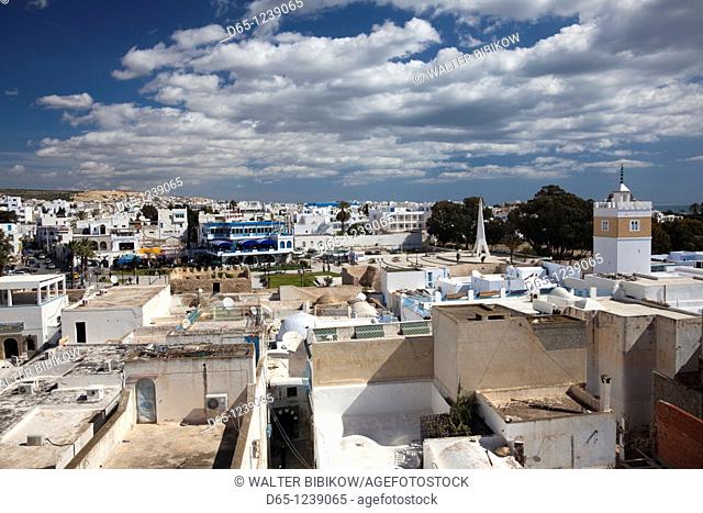 Tunisia, Cap Bon, Hammamet, elevated town view from the Kasbah