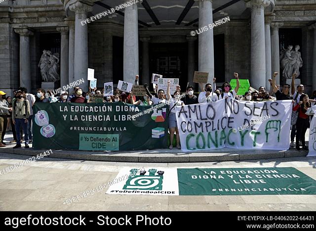MEXICO CITY, MEXICO - JUN 4, 2022:  Students of belonging to the Center for Economic Research and Teaching (CIDE) which belongs to the National Council of...