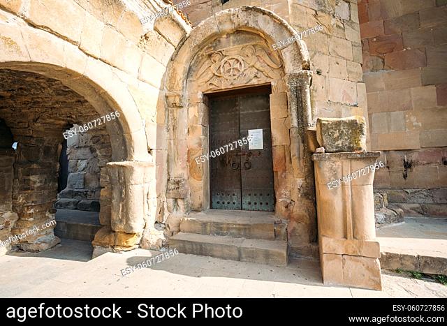 Mtskheta, Georgia. Entrance To The Ancient Jvari Monastery, Georgian Orthodox Church Of Holly Cross, World Heritage By Unesco