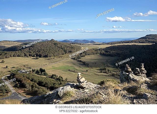 Point of view landscape from top of Mont Gerbier de Joncs Ardeche. France
