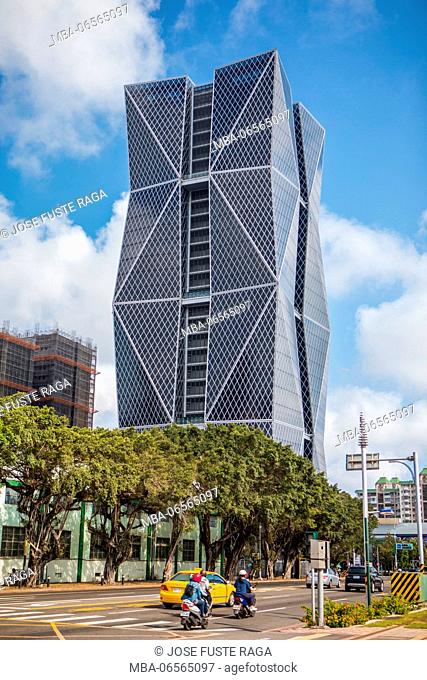 Taiwan, Kaohsiung City, Highrise building, street scene