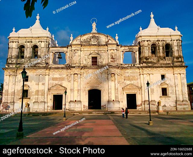 Leon, Nicaragua, September 2014: View on the Cathedral of Leon in Nicaragua