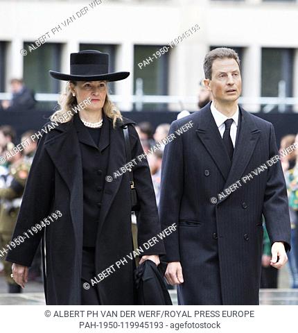 Prince Alois and Princess Sophie of Liechtenstein .arrive at the Cathédrale Notre-Dame in Luxemburg, on May 04, 2019, to attend the Funeral of HRH Grand Duke...