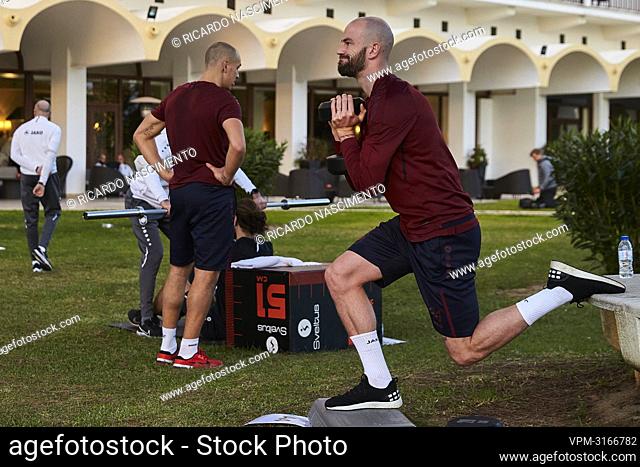 Antwerp's players pictured during a training session at the winter training camp of Belgian soccer team Royal Antwerp FC in Alvor