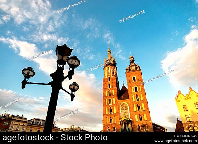 church of Mariacki in the oldtown of Krakow in Poland