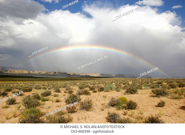 A rainbow over the desert just outside Zion National Park, Utah, USA