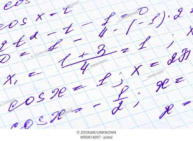 Mathematics formula on paper