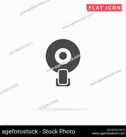 Web camera. Simple flat black symbol with shadow on white background. Vector illustration pictogram