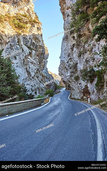 Landscape, road, Kotsifou Canyon, coast, coastal road, Crete, Greece