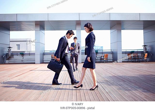 Portrait Of Asian Business Man And Businesswoman, Outdoor