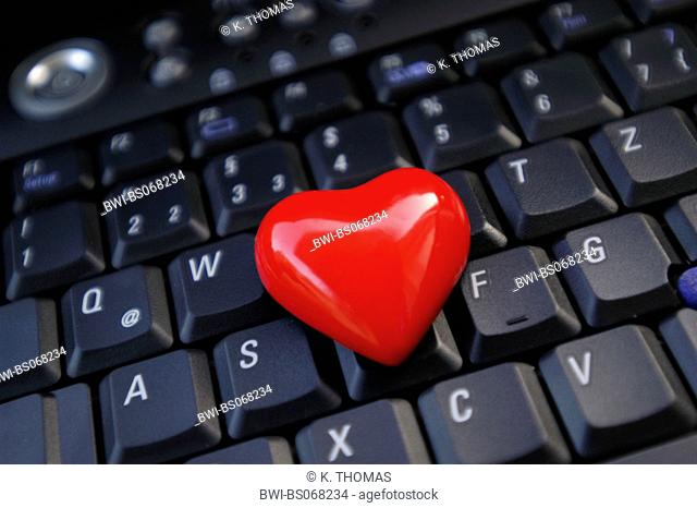 keyboard with heart, symbol of modern love