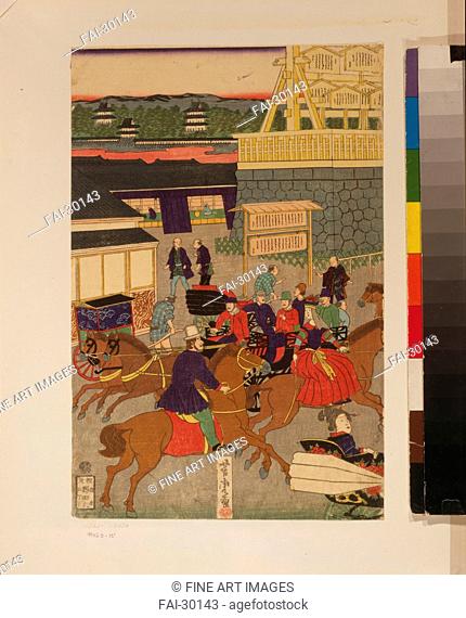 Flourishing Nihonbashi section of Tokyo. (Tokyo Nihonbashi han ei no zu) Triptych by Yoshitora, Utagawa (active 1850-1880)/Colour woodcut/The Oriental...