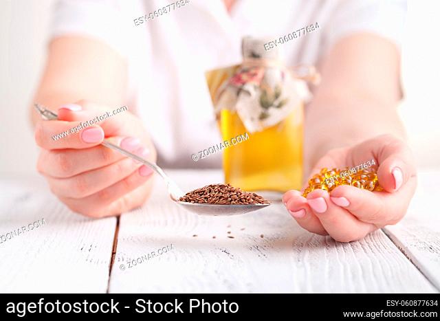 Flax seed or oil in capcules as vitamin E