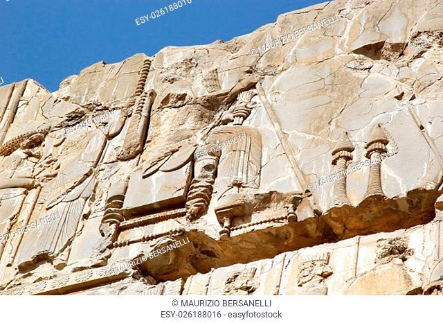 Bas-relief of the king at Persepolis. Persepolis is situated 70 km northeast of Shiraz, Iran, and was the capital of the Achaemenid Empire (550-330 BC)