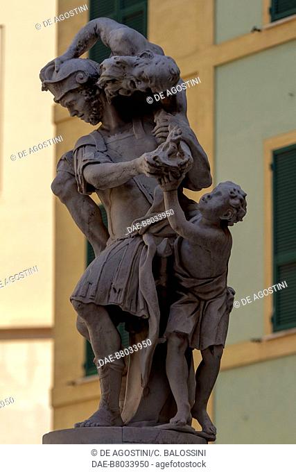Aeneas with Anchises and Ascanio, 1726, statue by Francesco Baratta (1600-1666), Genoa, Liguria, Italy, 18th century