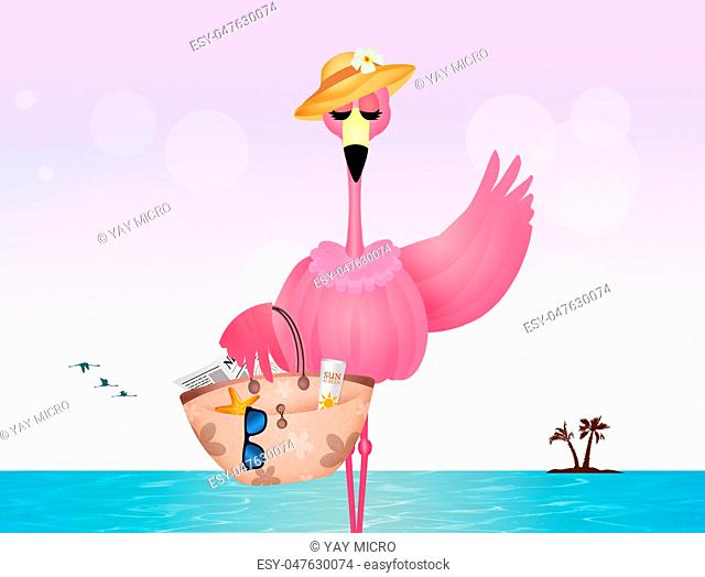 pink flamingos on summer holidays