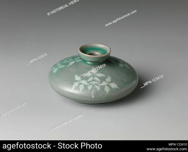 Period: Goryeo dynasty (918-1392); Date: second half of the 12th century; Culture: Korea; Medium: Stoneware with inlaid design under celadon glaze; Dimensions:...