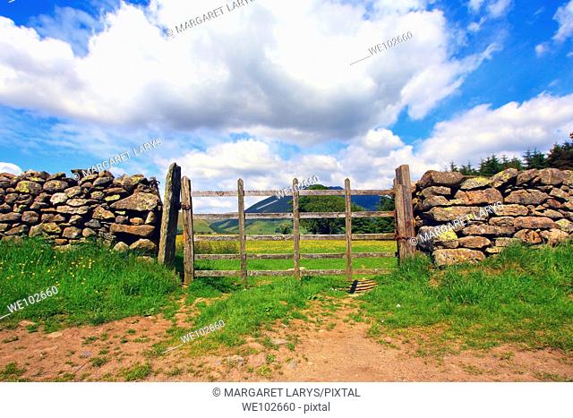 An old gate in the fields, Lake District, Great Britain
