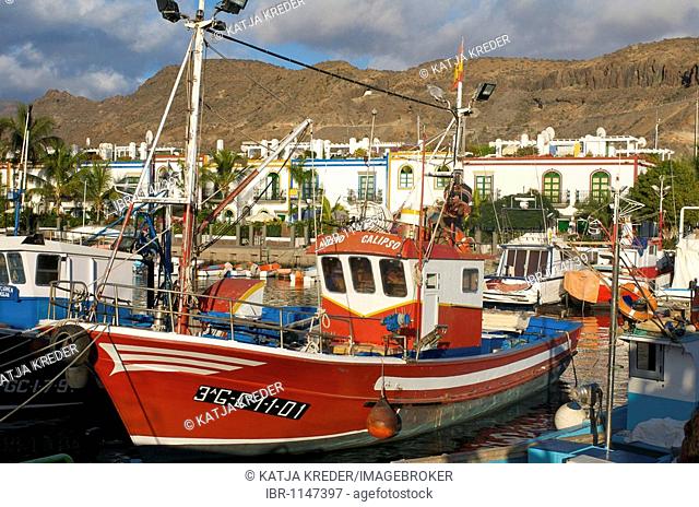 Fishing boats in Puerto Mogan, Grand Canary, Canary Islands, Spain