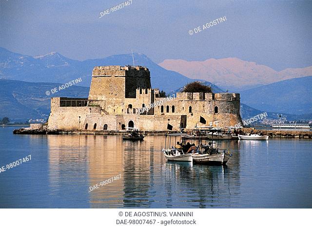 Bourtzi island with Castel da Mar (Sea castle), Nafplion. Greece, 15th century