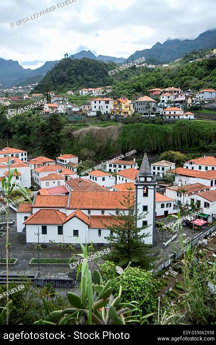 the Town of Sao Vicente on the Island of Madeira in the Atlantic Ocean of Portugal. Madeira, Porto Moniz, April, 2018