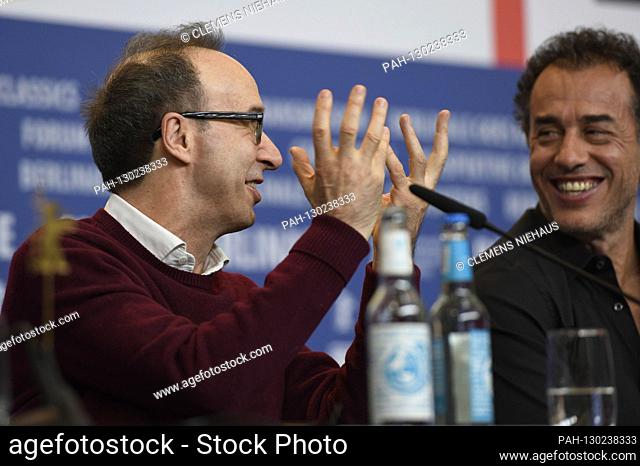 Roberto Benigni and Matteo Garrone at the press conference for 'Pinocchio' at the Berlinale 2020/70th Berlin International Film Festival at the Hotel Grand...