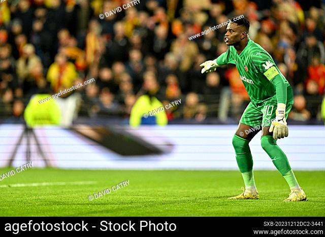 goalkeeper Brice Samba (30) of RC Lens pictured during the Uefa Champions League matchday 6 game in group B in the 2023-2024 season between Racing Club de Lens...