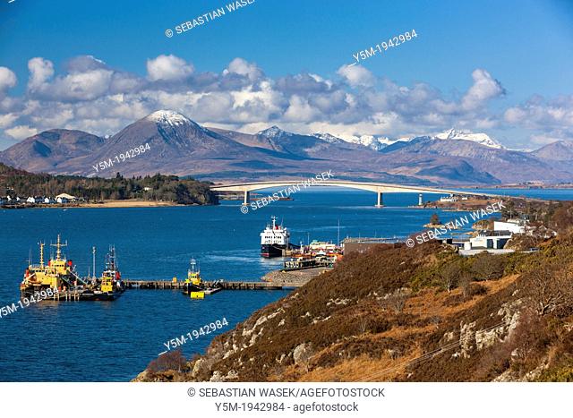 A view towards the Skye Bridge over Loch Alsh, connecting mainland Highland with the Isle of Skye. It forms part of the A87
