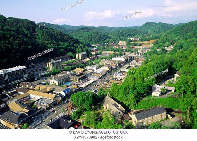 The Great Smoky Mountains resort town of Gatlinburg  Tennessee, USA