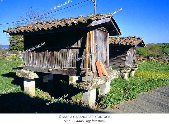 Horreos. Aldea de Castro, O Ribeiro, Orense province, Galicia, Spain