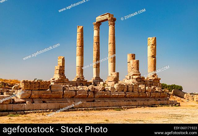 A picture of the Temple of Hercules, inside the Citadel of Amman