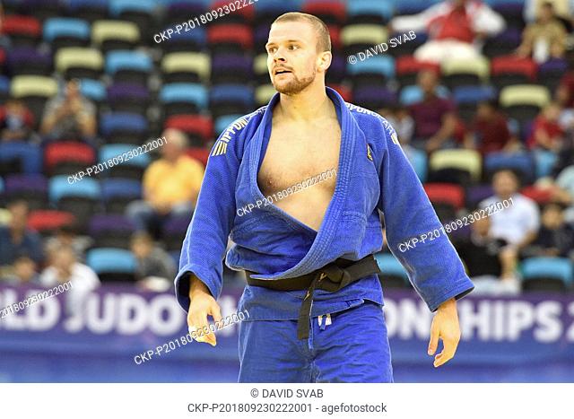 Czech judoka Jaromir Musil is seen during a match of men's 81kg class in World Judo Championships at National Gymnastics Arena in Baku, Azerbaijan