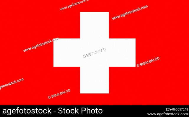 The national flag of Switzerland in white and red