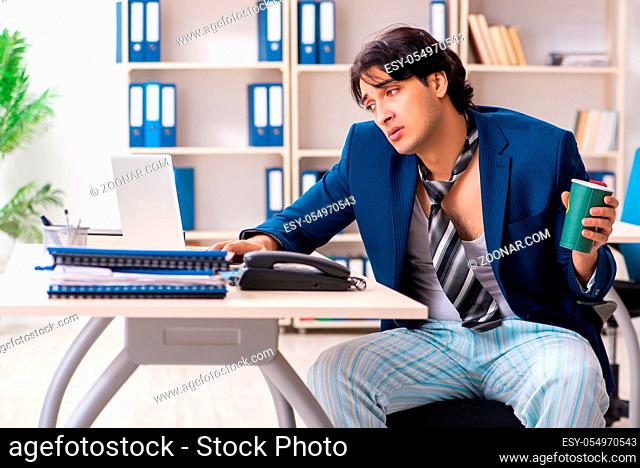 Employee coming to work straight from bed
