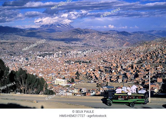 Bolivia, La Paz, city dominated by Illimani Volcano 21, 201 ft