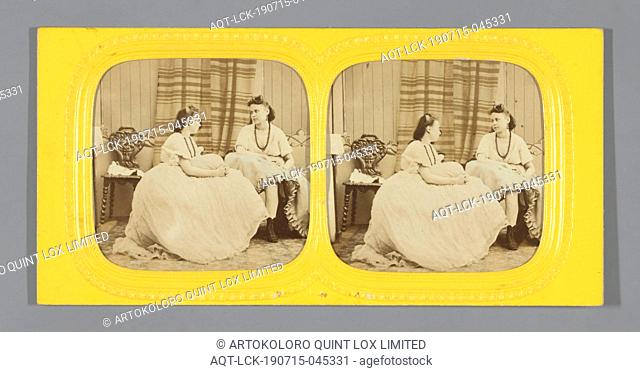 Scene in boudoir: two young women, EL, 1860 - 1880
