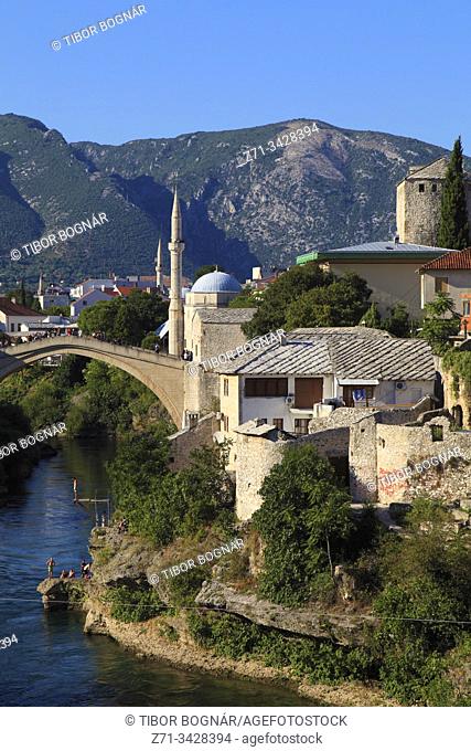 Bosnia and Herzegovina, Mostar, skyline, Neretva River, Old Bridge