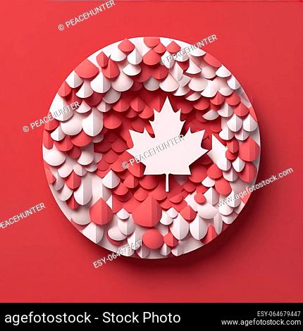 Crafting Canada 3D Paper Cut Artwork Celebrating Canada Day. For print, web design, UI, poster and other