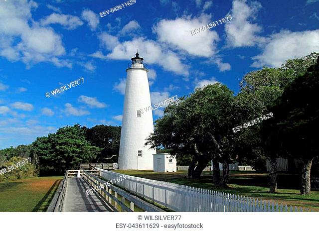 Historic Ocracoke Light on Ocracoke Island, Cape Hatteras National Seashore, North Carolina