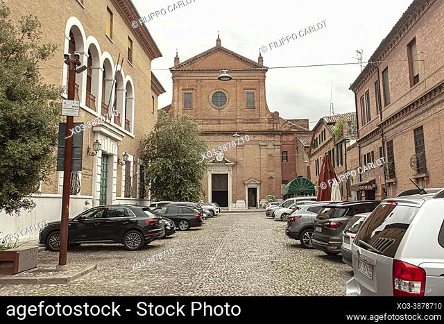 FERRARA, ITALY: A detail of a church in Ferrara in Italy