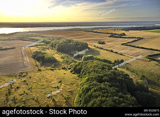 Aerial view The Green Belt on the border between Schleswig-Holstein and Mecklenburg-Western Pomerania, in the background Lake Ratzeburg, Steinerne Rinne