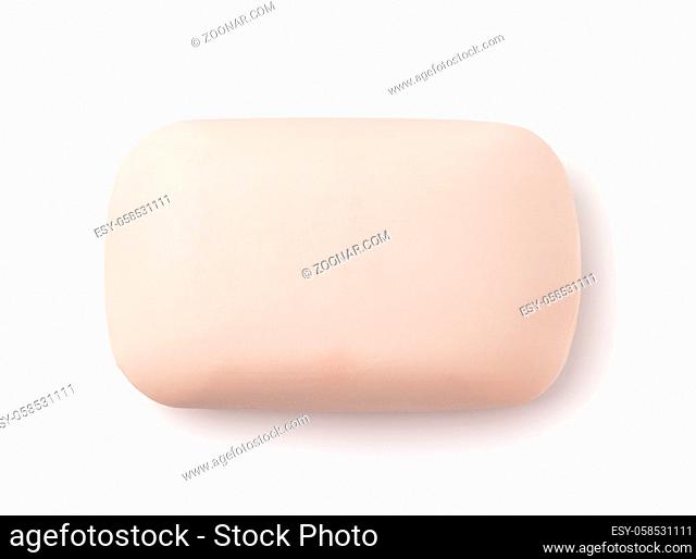 Top view of blank soap bar isolated on white